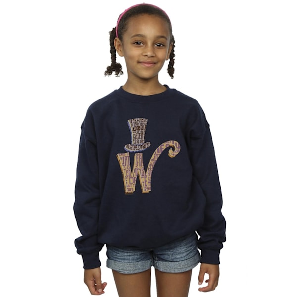 Willy Wonka Girls W Logo Hat Sweatshirt 9-11 år Marinblå Navy Blue 9-11 Years