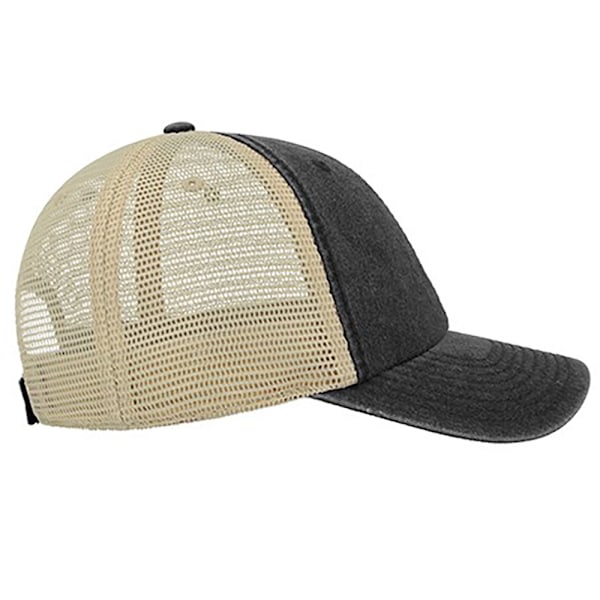 Atlantis Unisex Case Pigment Dyed 6 Panel Trucker Cap One Size Black One Size