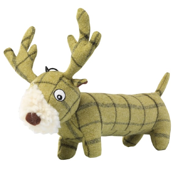 House Of Paws Plysch Tweed Stag Lång Kropp Hund Leksak En Storlek Grön Green One Size