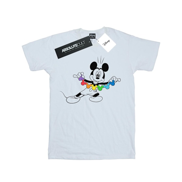 Disney Girls Mickey Mouse Rainbow Chain Bomull T-shirt 7-8 år White 7-8 Years