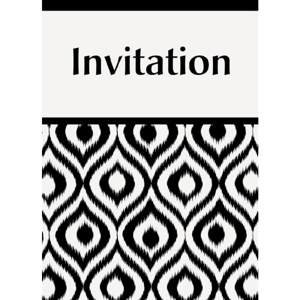 Unika Party Ikat-inbjudningar (paket med 8) One Size Svart/Vit Black/White One Size