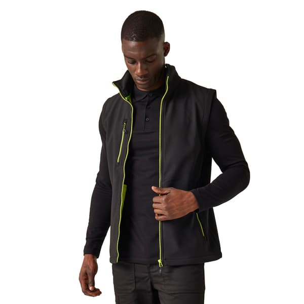 Regatta Professional Herr Softshell 2-lagers värmeväst M Svart Black/Lime Green M