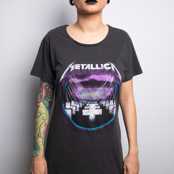 Förstärkt Dam/Ladies Master Of Puppets Metallica T-Shirt Dre Charcoal S  7226 | Charcoal | S | Fyndiq