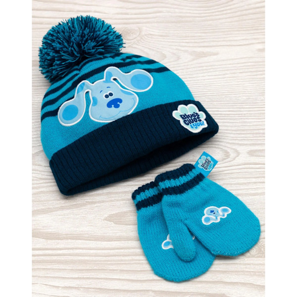 Blue´s Clues & You! Barnmössa och vantar i stickat material Blue One Size