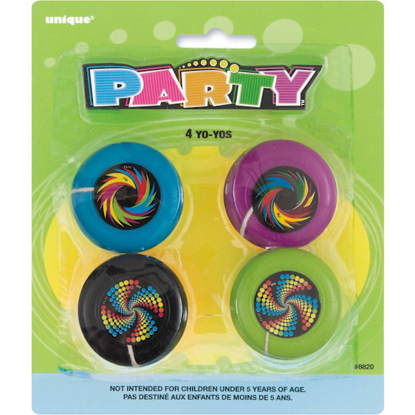 Unique Party Mini Plast Yo-Yo (4-pack) En Storlek Flerfärgad Multicoloured One Size