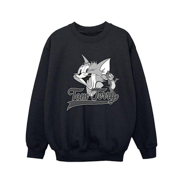 Tom And Jerry Girls Greyscale Square Sweatshirt 9-11 År Svart Black 9-11 Years