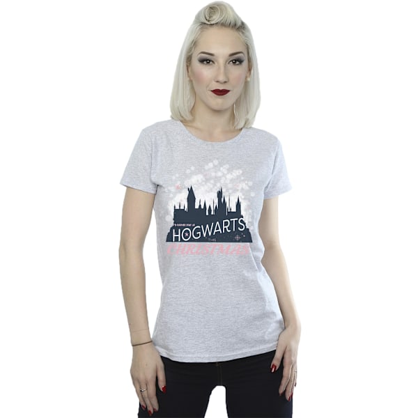 Harry Potter Dam/Kvinnor Hogwarts Jul Bomull T-shirt L Sports Grey L