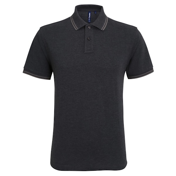 Asquith & Fox Klassisk passform Tipped Poloskjorta M Svart Heathe Black Heather/Charcoal M