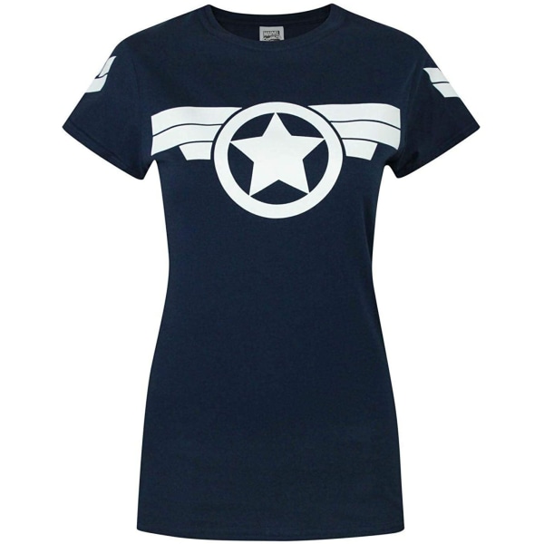 Captain America: Super Soldier Dam/Ladies Logotyp T-shirt S Nav Navy S