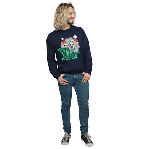 Tom And Jerry Herr Julhälsningar Sweatshirt M Marinblå Navy Blue M