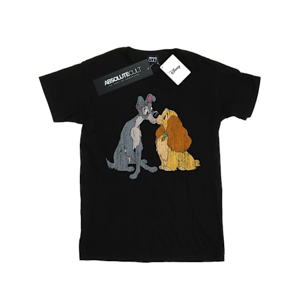 Disney Dam/Damer Lady Och Lufsen Distressed Kiss Bomull Black XL