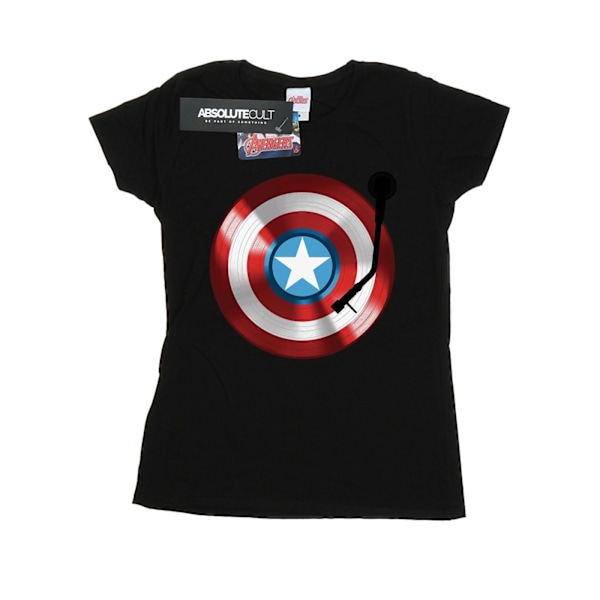 Marvel Womens/Ladies Captain America Turntable Bomull T-shirt X Black XL