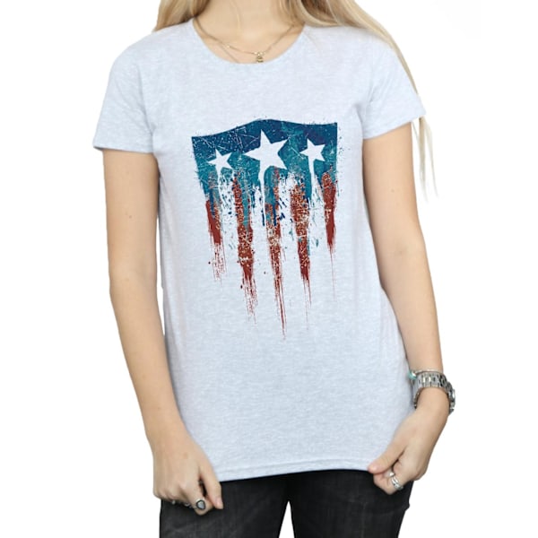 Marvel Dam/Kvinnor Captain America Flag Shield Bomull T-shirt Sports Grey S