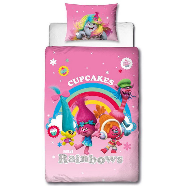 Trolls Dreams Rainbow Cover Set Enkel Rosa/Blå Pink/Blue Single