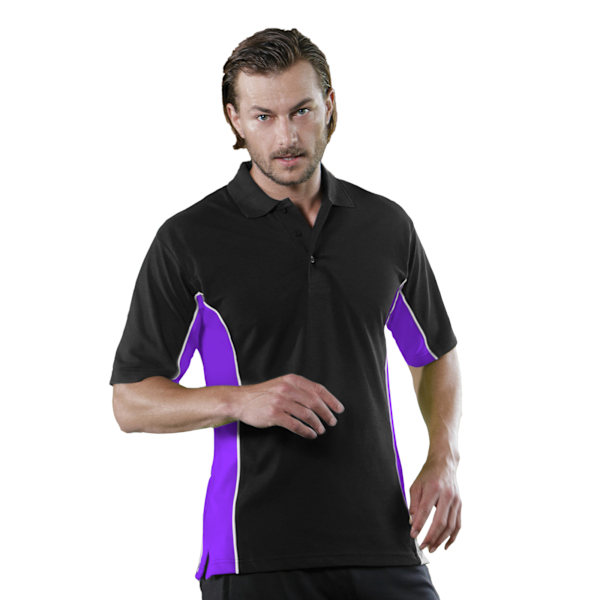 Gamegear® Herr Track Pique Kortärmad Polotröja Topp 2XL Svart Black/Purple/White 2XL