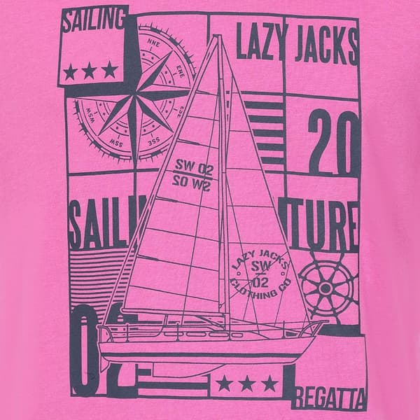 Lazy Jacks Herr Segelbåt Bomulls T-shirt L Hallon Raspberry L