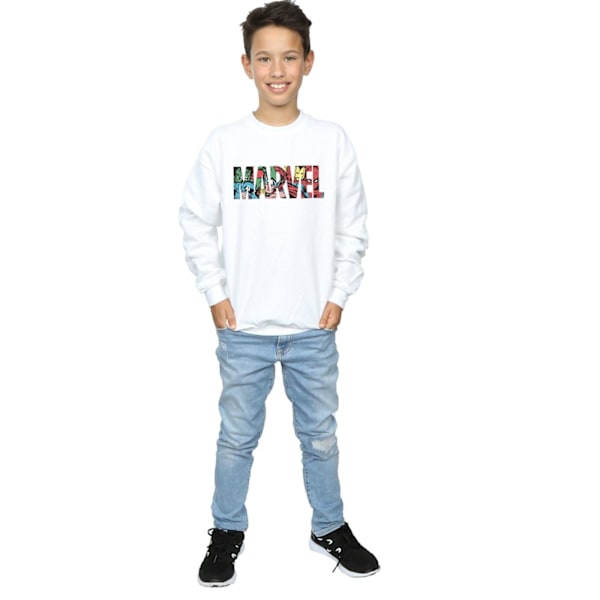 Marvel Comics Boys Character Infill Logo Sweatshirt 9-11 år White 9-11 Years