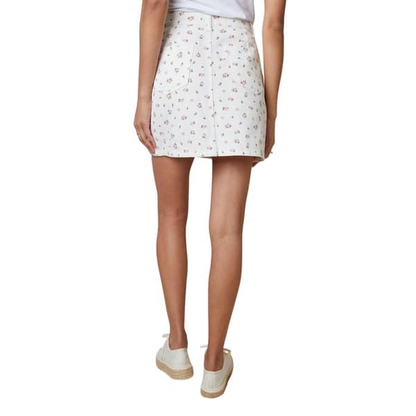 Threadbare Dam/Dam Seoul Blommig Denim Minikjol 8 UK Vit White 8 UK