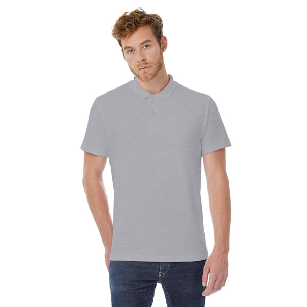 B&C ID.001 Herr Kortärmad Polotröja 4XL Heather Grey Heather Grey 4XL