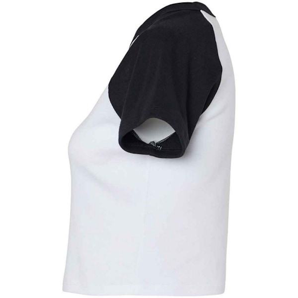 Bella + Canvas Dam/Kvinnors Micro-Rib Raglan Crop Top XL Vit White/Black XL
