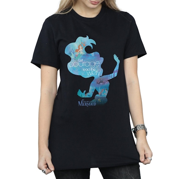 Disney Princess Dam/Damer Ariel Fylld Silhuett Bomull Pojkvän T-Shirt S Svart Black S