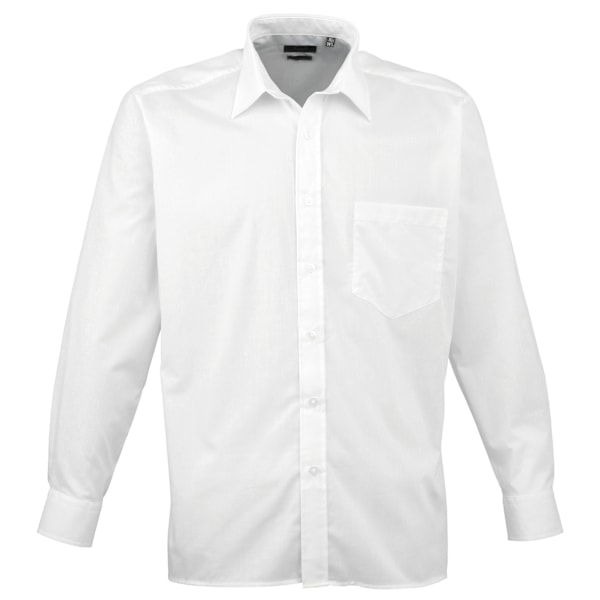 Premier Mens Premier Poplin Långärmad formell skjorta 15 Vit White 15