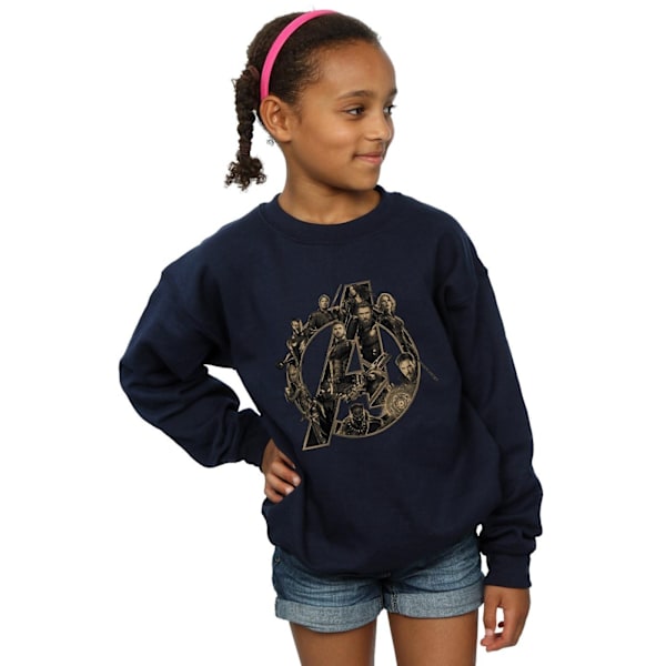 Marvel Girls Avengers Infinity War Marvel Logo Sweatshirt 5-6 år Navy Blue 5-6 Years
