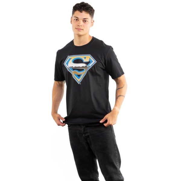 Superman Mens Chrome Logo T-Shirt L Svart Black L