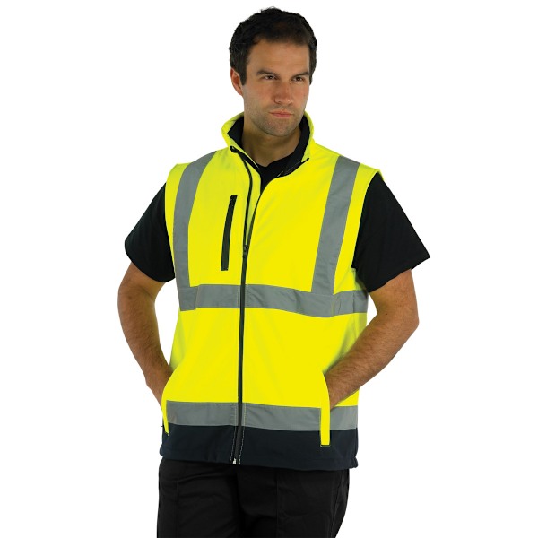 Yoko Hi Vis Softshell Väst / Arbetskläder (2-pack) 2X Hi-Vis Yellow/Navy 2XL