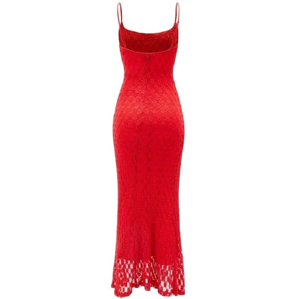 Bardot Dam Adoni Mesh Midiklänning 12 UK Eldröd Fire Red 12 UK