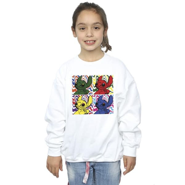Disney Flickor Lilo & Stitch Pop Art Tröja 7-8 År Vit White 7-8 Years