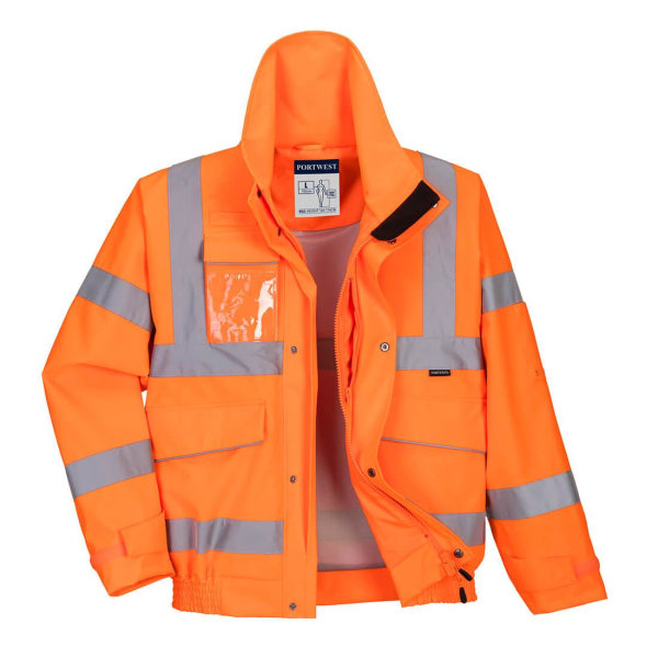 Portwest Mens Rain Hi-Vis Safety Bomber Jacket XXL Orange Orange XXL