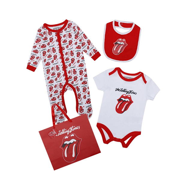 Amplified Baby The Rolling Stones Babygrow Set (3-pack) 0-3 månader White/Red 0-3 Months