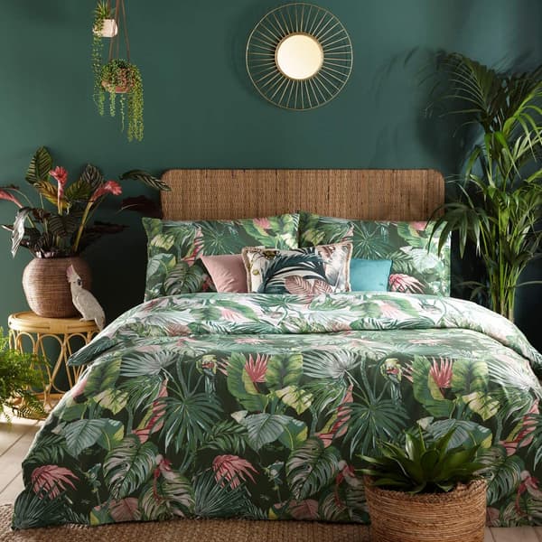 Furn Amazonia Rainforest Påslakanset Dubbel Jade Grön Jade Green Double