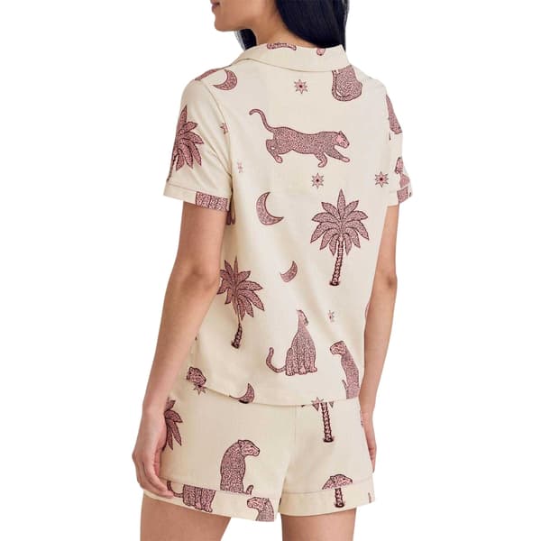 Chelsea Peers Dam Leopard Pyjamas Set i Ekologisk Bomull 8 Off White 8 UK