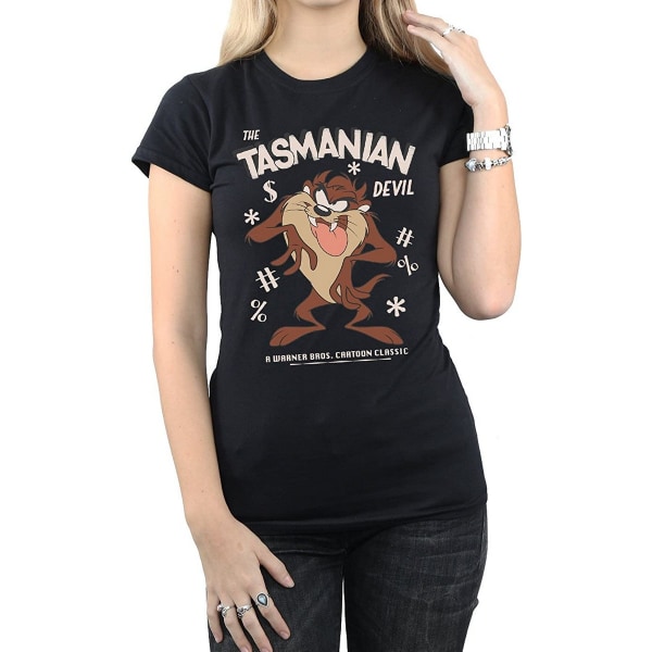 Looney Tunes Dam/Damer Tasmanian Devil Vintage Bomull T-shirt Black XXL