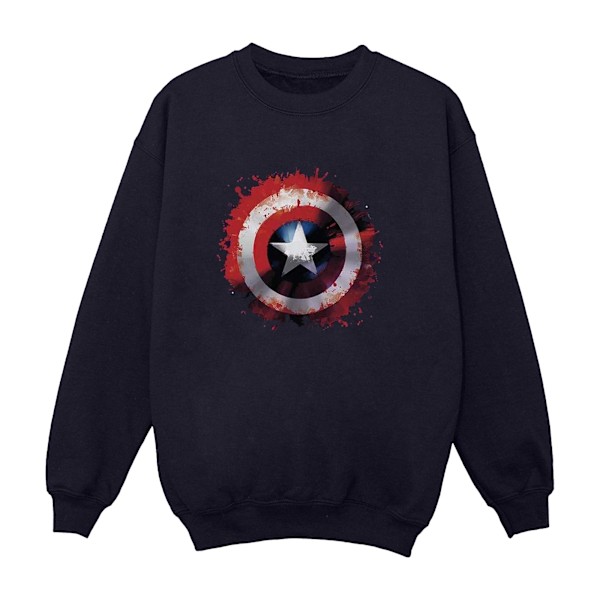 Marvel Boys Avengers Captain America Art Shield Sweatshirt 7-8 Navy Blue 7-8 Years