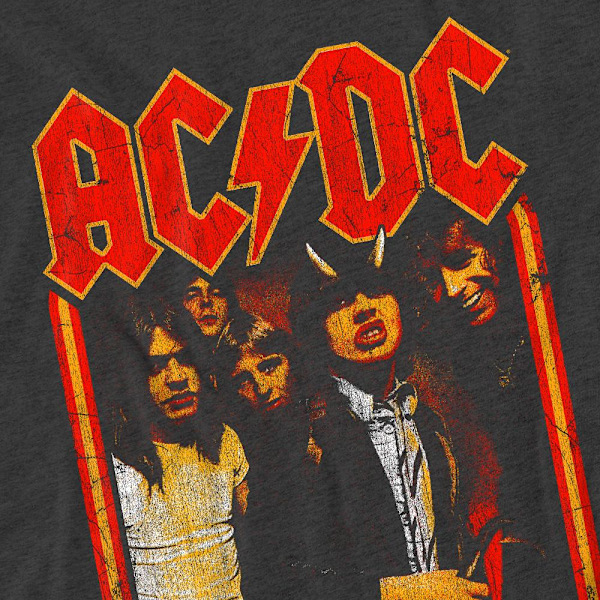 AC/DC Unisex Vuxen Grupp Distressed T-Shirt L Gråmelerad Charcoal L