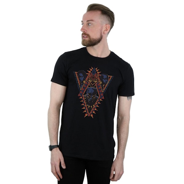 Marvel Herr Svart Panter Tribal Heads T-shirt L Svart Black L
