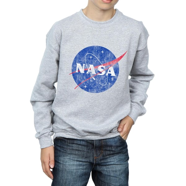 NASA Boys Classic Insignia Logo Distressed Sweatshirt 12-13 År Sports Grey 12-13 Years