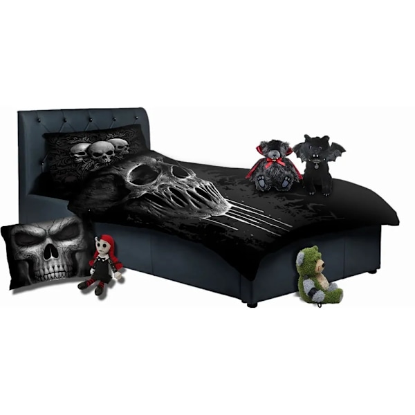 Spiral Direct Skull Scroll Påslakan Set Enkelsäng Svart Black Single