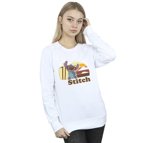 Disney Dam/Kvinnor Lilo Och Stitch Bitten Surfbräda Sweatshirt White M