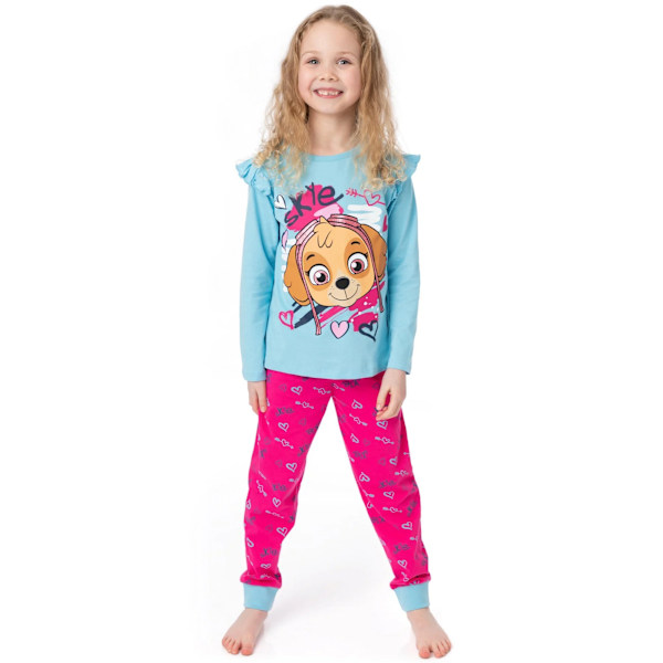 Paw Patrol Flickor Pyjamas Set med Lång Ärm 4-5 År Blå/Rosa Blue/Pink 4-5 Years