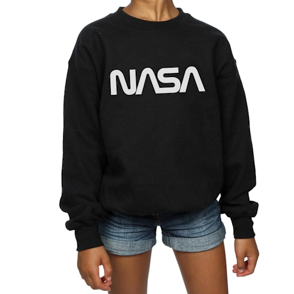 NASA Girls Modern Logo Sweatshirt 7-8 år Svart Black 7-8 Years