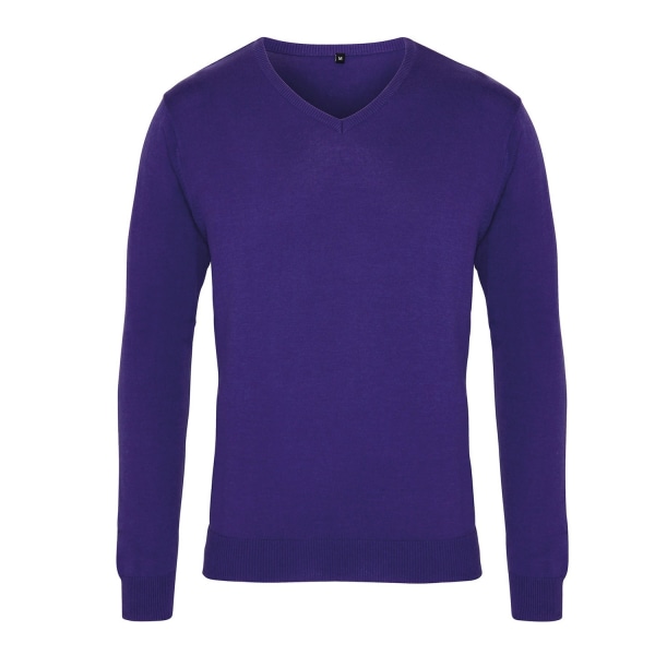 Premier Herr Knitted Cotton Acrylic V-hals Sweatshirt 3XL Lila Purple 3XL