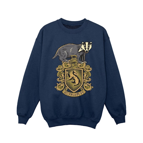 Harry Potter Flickor Hufflepuff Sketch Crest Sweatshirt 3-4 År Navy Blue 3-4 Years