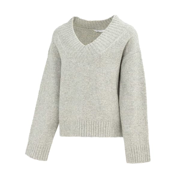 Miso Dam/Dam Stickad V-ringad Tröja 14 UK Grå Grey 14 UK