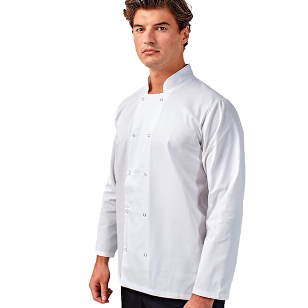 Premier Studded Front Långärmad Kockjacka / Kockkläder (Pac White 2XL