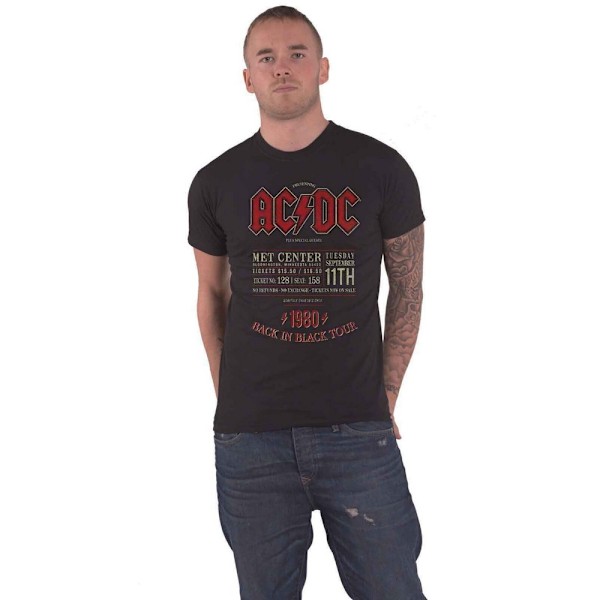 AC/DC Unisex Vuxen Minnesota ´80 Bomull T-Shirt S Svart Black S