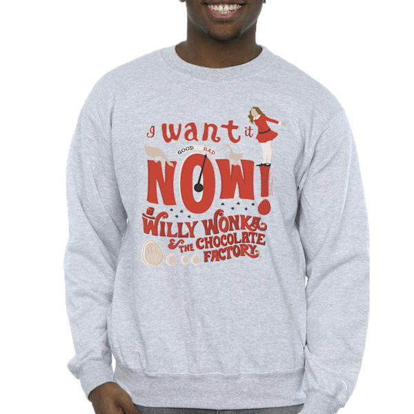 Willy Wonka Herr Verruca Salt Jag Vill Ha Den Nu Sweatshirt 5XL Spor Sports Grey 5XL
